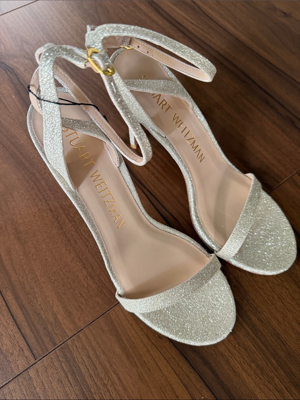 New Stuart Weitzman Glitter Ankle-Strap Heels 9.5